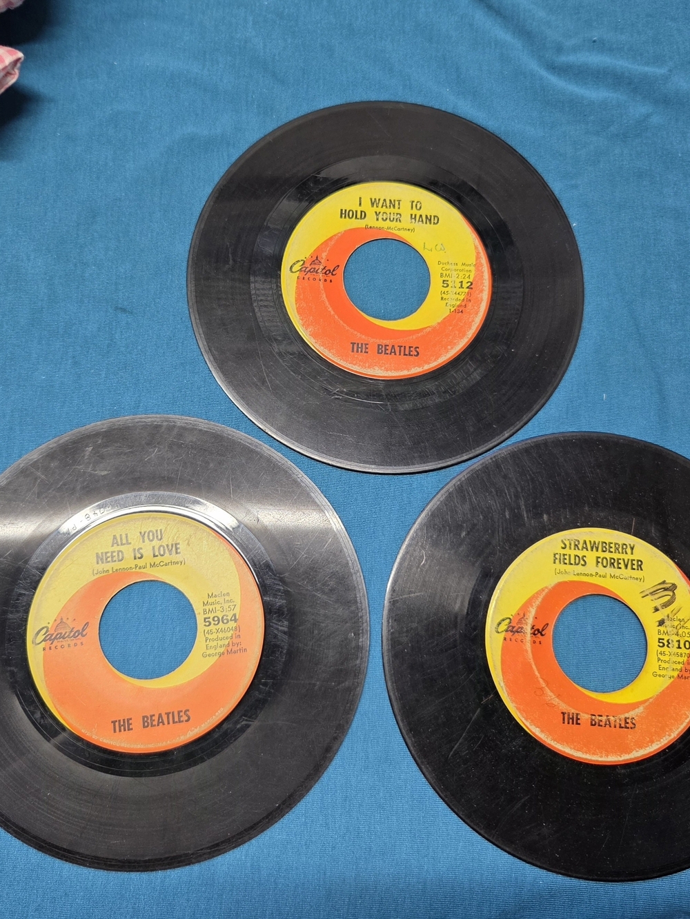 Lot Of 3 - The Beatles - Capitol 45RPM 7”Single Double Sided Record